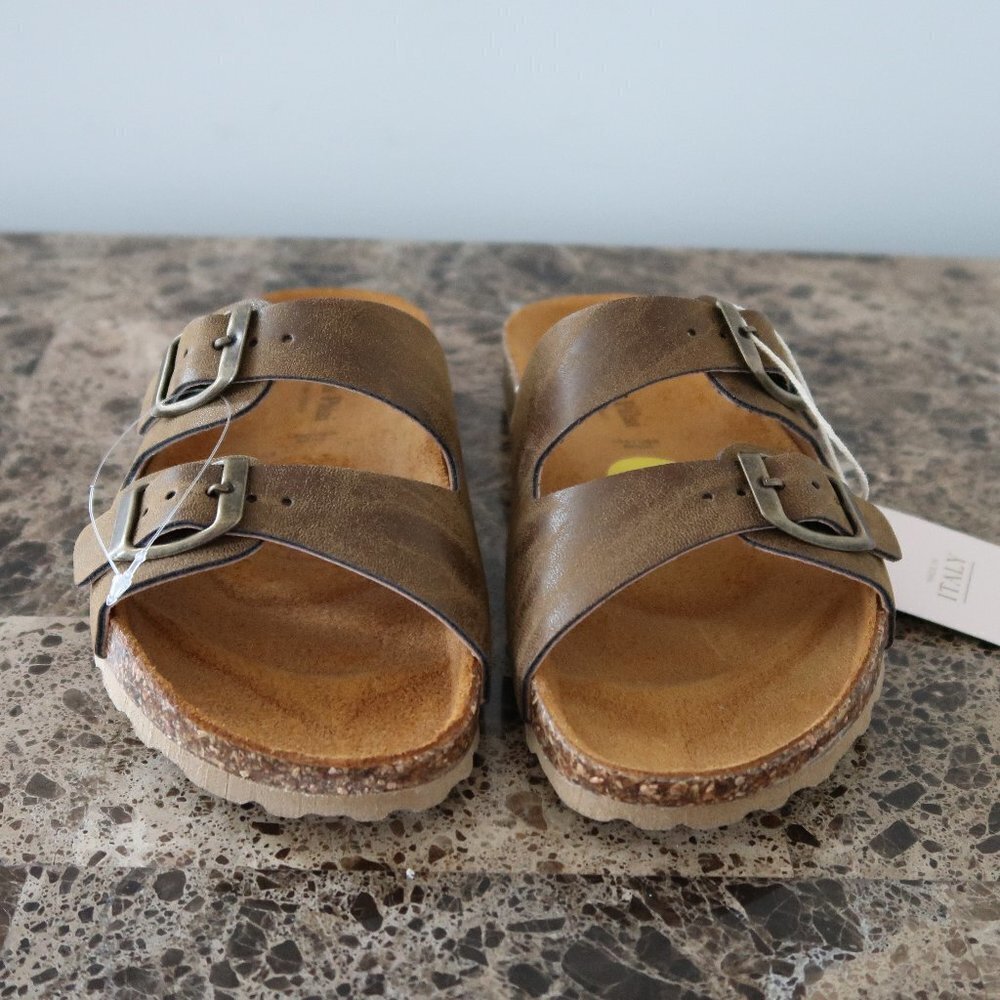 Giulia Palai Double Buckle Leather Footbed Sandal